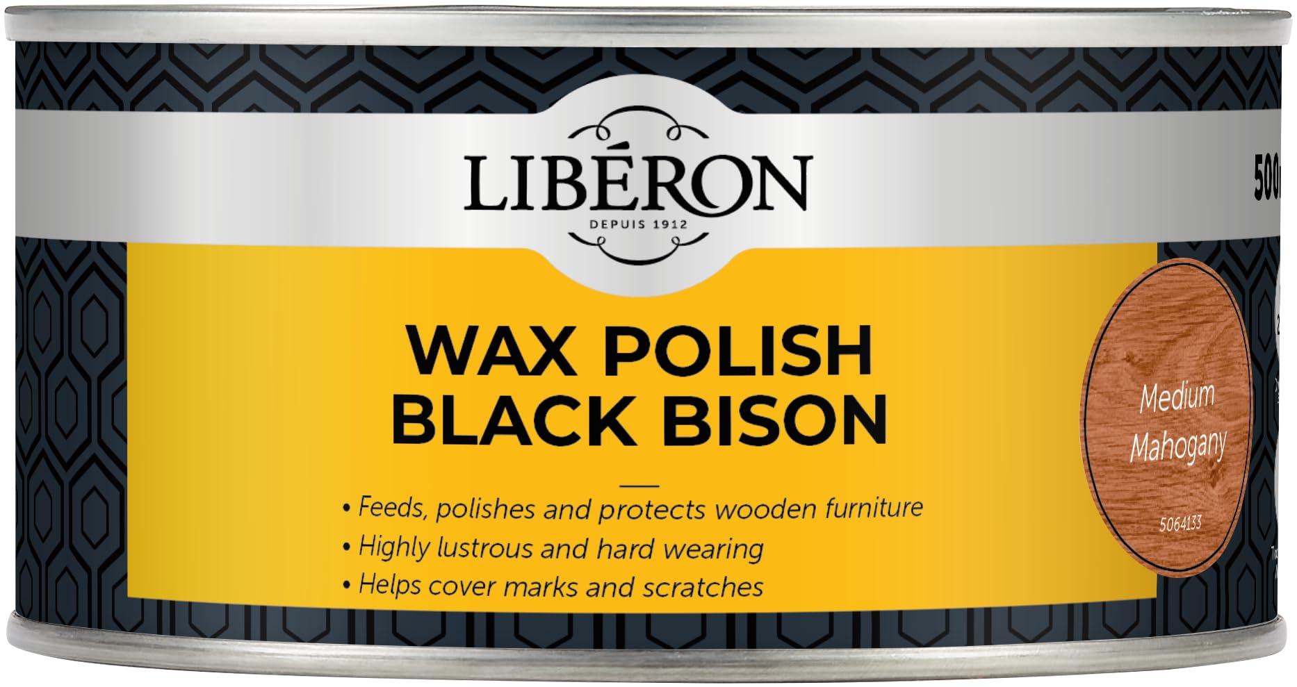Liberon Black Bison Paste Wax, 500 ml, Medium Mahogany