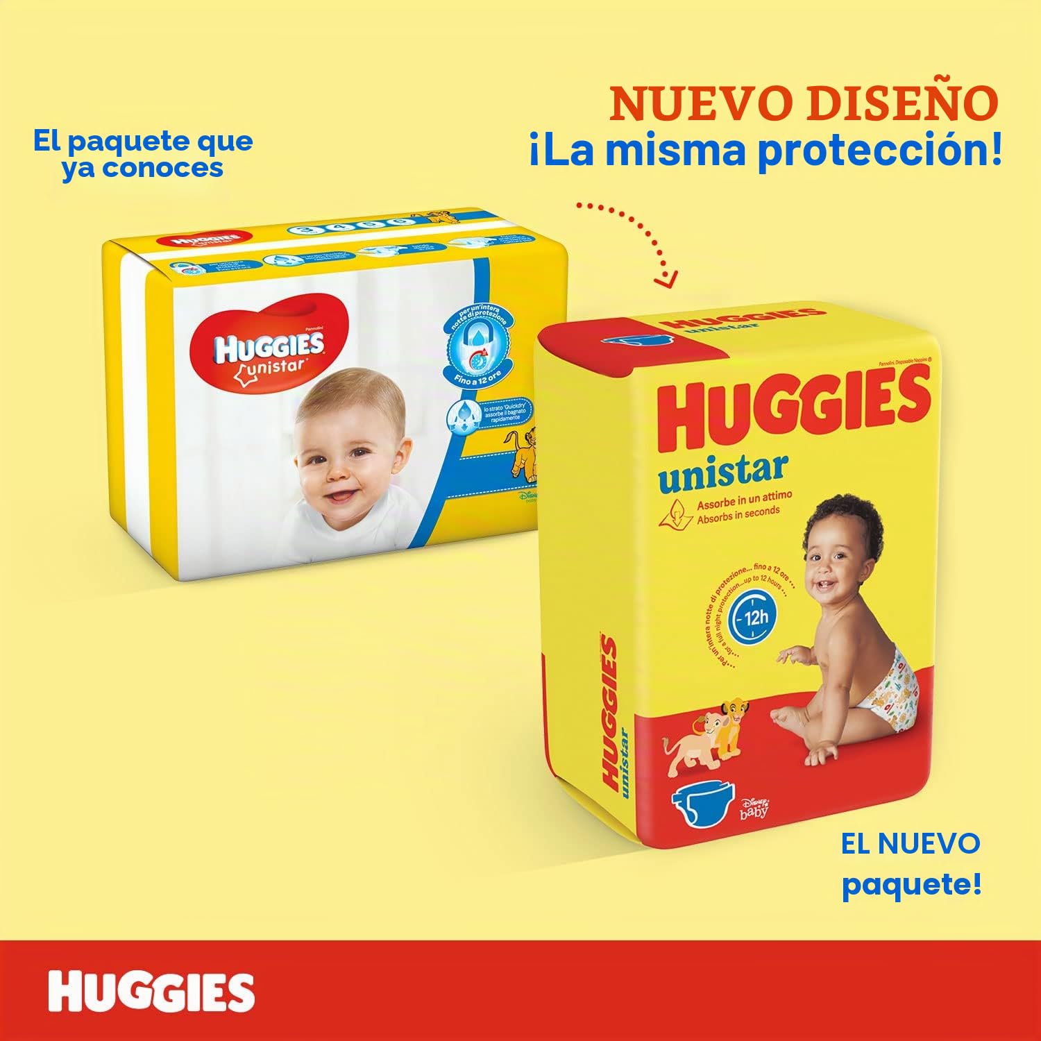 Huggies Unistar Pañales, Talla 4 (7-14 kg), Paquete de 128 pañales (Básico)
