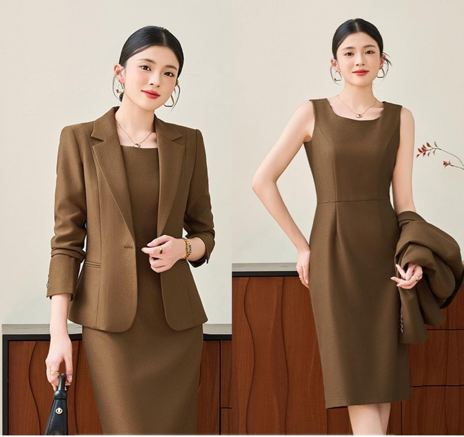 Women's Blazer and Dress Set Fall Winter Office Suit