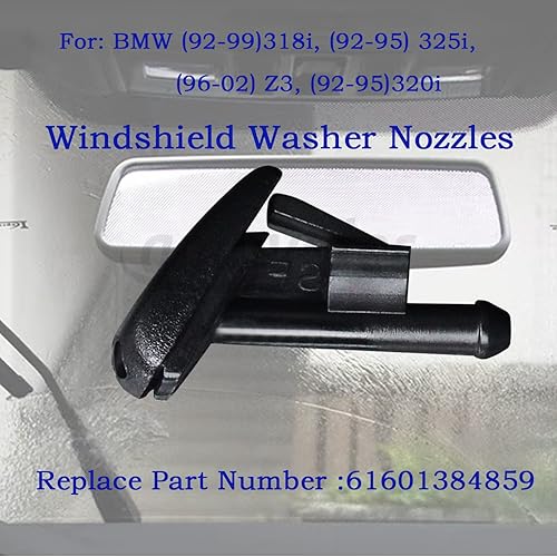 Miniatura 4 de Boquilla para limpiaparabrisas Accesorio de repuesto para BMW (92-99) 318i, (92-95) 325i, (1996-2002) Z3, (92-95) 320i. OEM #: 61601384859. (2pcs)