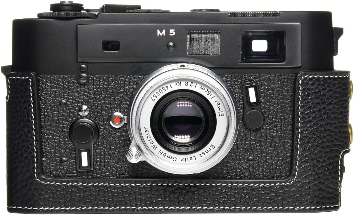Handmade Genuine Real Leather Half Camera Case Bag Cover for Leica M5 Black Color