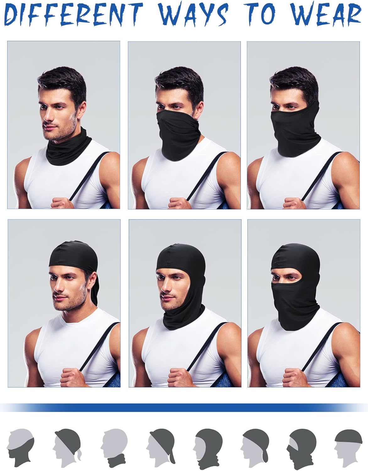 SATINIOR 9 Pack Ski Mask for Men Balaclava Full Face Shiesty Mask Breathable Summer Windproof Hood for Motorcycle Snowboard - Image 6