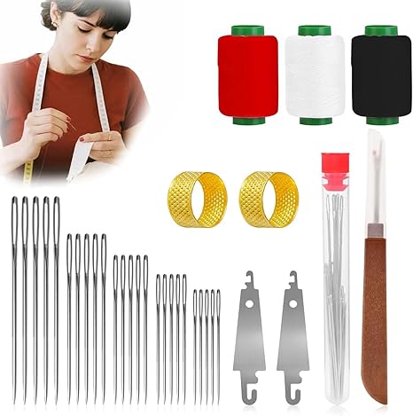 2026 Upgrade Big Eye Steel Sewing Needles Kit,Stainless Steel Sewing