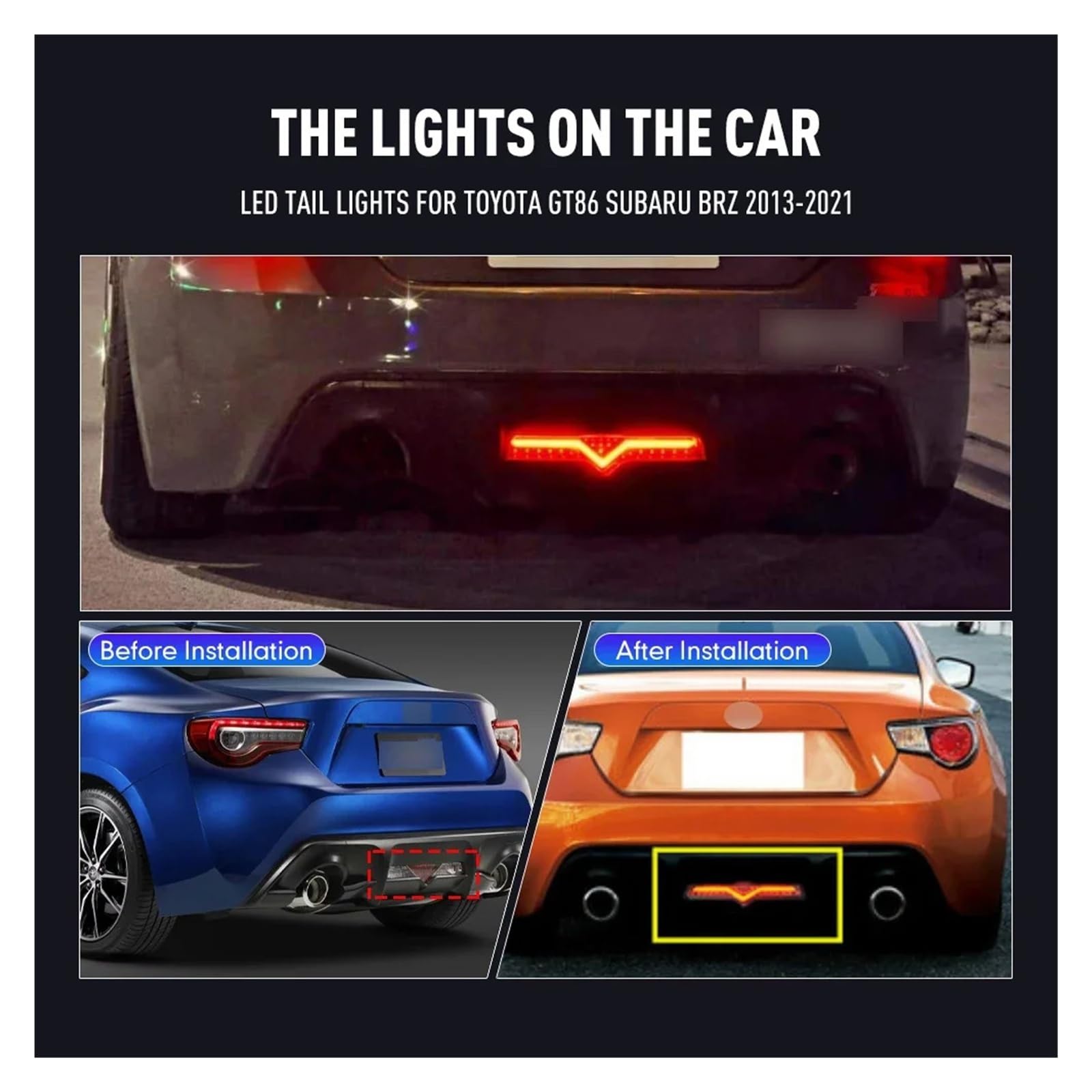 Pasuje do T0y0ta GT86 Subaru Brz 2013-2021 reflektor LED tylne światło przeciwmgielne hamulca tylna lampa tylna tylne światła montaż Plug and Play 1PC(RGB Version)