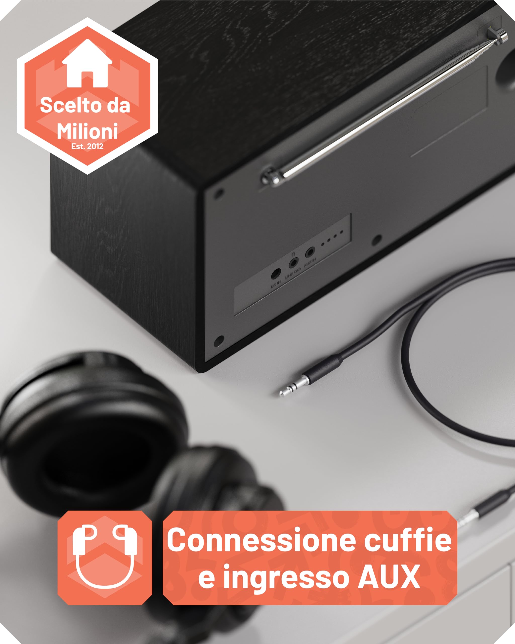 OAKCASTLE IR200 Radio Internet WiFi con Bluetooth 5.3 e Ingresso AUX | DAB+ e FM con Sintonizzatore Digitale | Podcast, Telecomando Incluso, Schermo a Colori Dimmerabile e EQ Personalizzabile