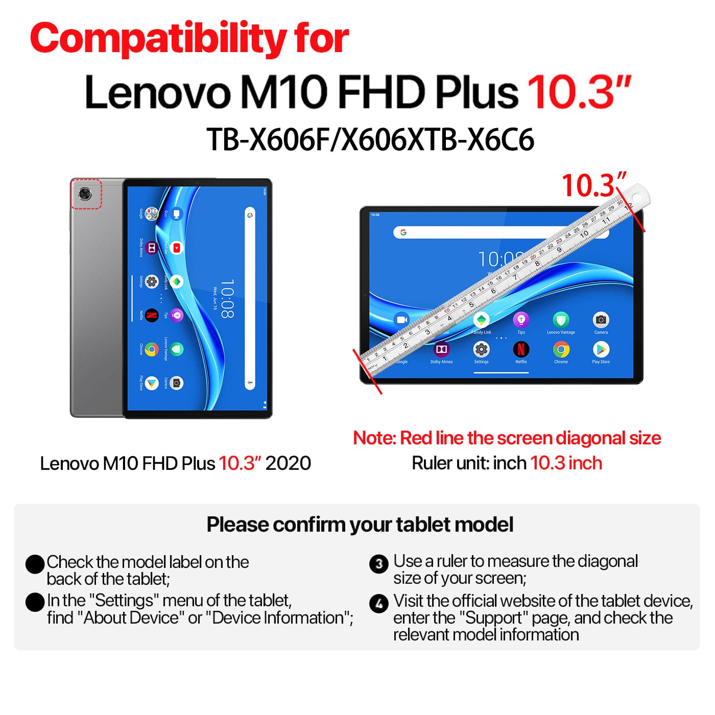 Custodia per Lenovo Tab M10 FHD Plus 10.3 Pollici TB-X606F/TB-X606X, Leggera Antiurto Cover per Bambini con Cavalletto e Spallacci, per Lenovo M10 FHD Plus 10.3" Modello 2020 Tablet, Rosa