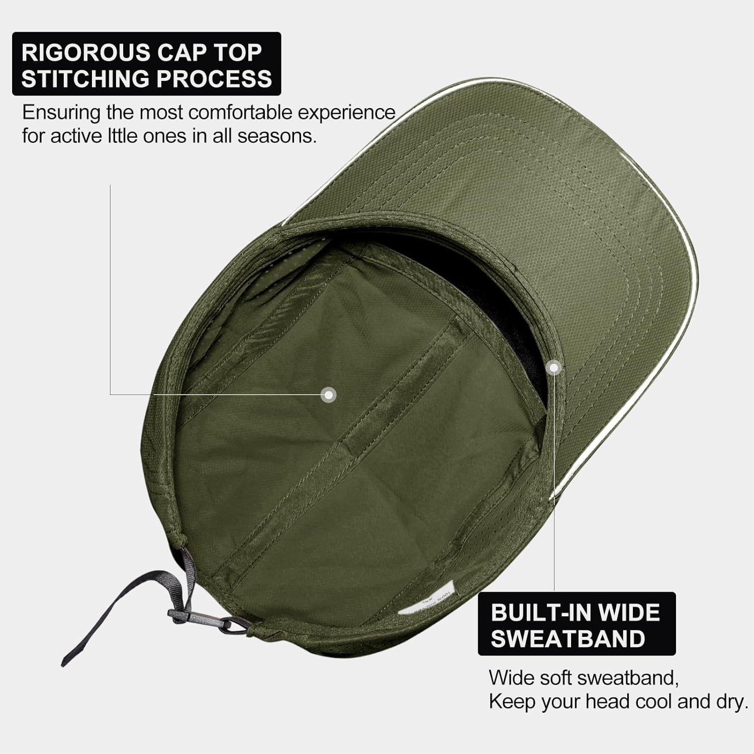 XXL Mens Quick Dry Baseball Cap Cooling Breathable Mesh Sports Cap Lightweight Run Hat with Reflective Trim - Image 4