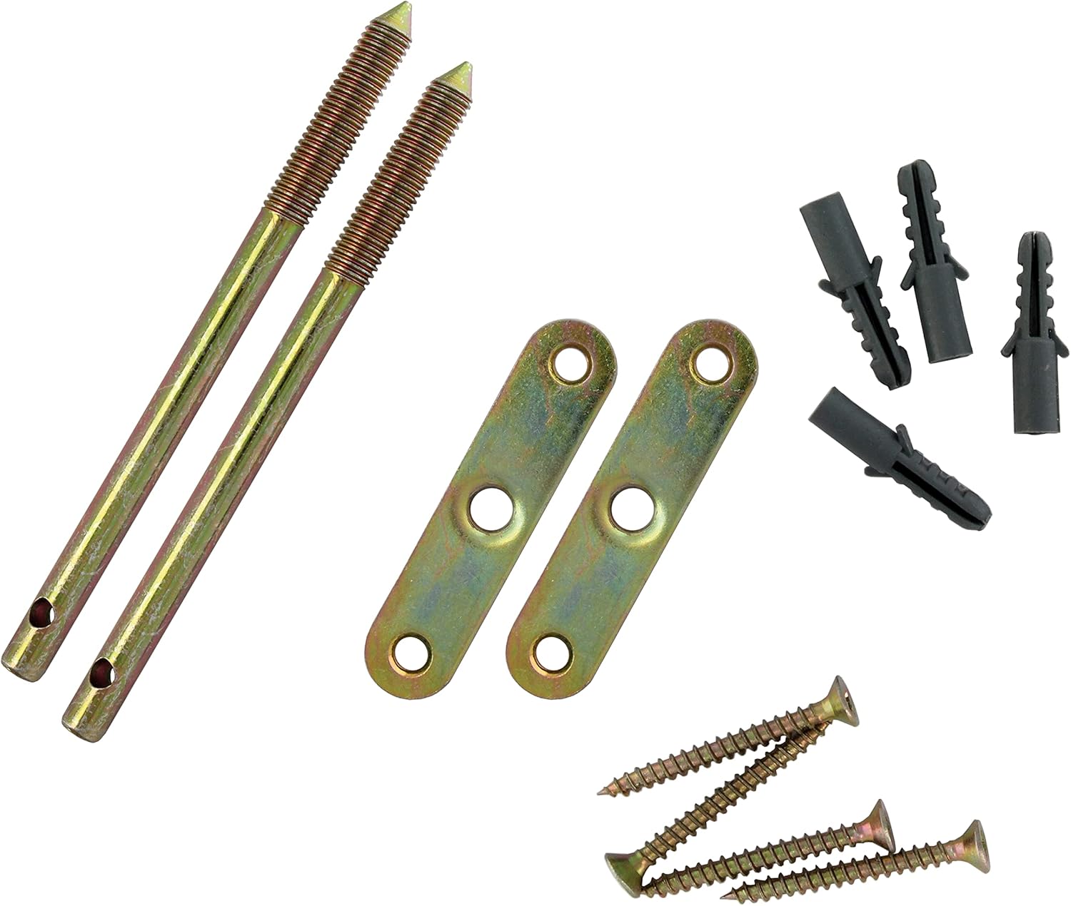 Amig - Pack of 2 Concealed Brackets for Shelves | Steel | Thread Bar | Dichromated | Measures: 150 mm | For Hanging Shelves, Cabinets or Floating Shelves on the Wall | Includes Screws
