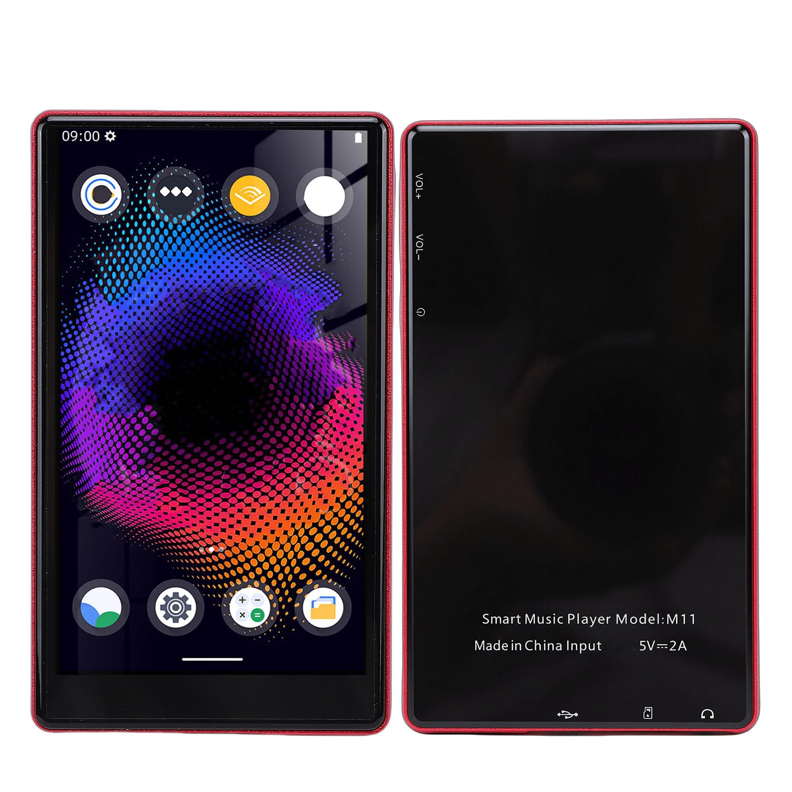 KIMISS Reproductor MP3 con Bluetooth y WiFi, Reproductor de Música para Niños de 192 GB, Compatible con y Audible, HiFi Portátil con Pantalla de 5 Pulgadas (Rojo)