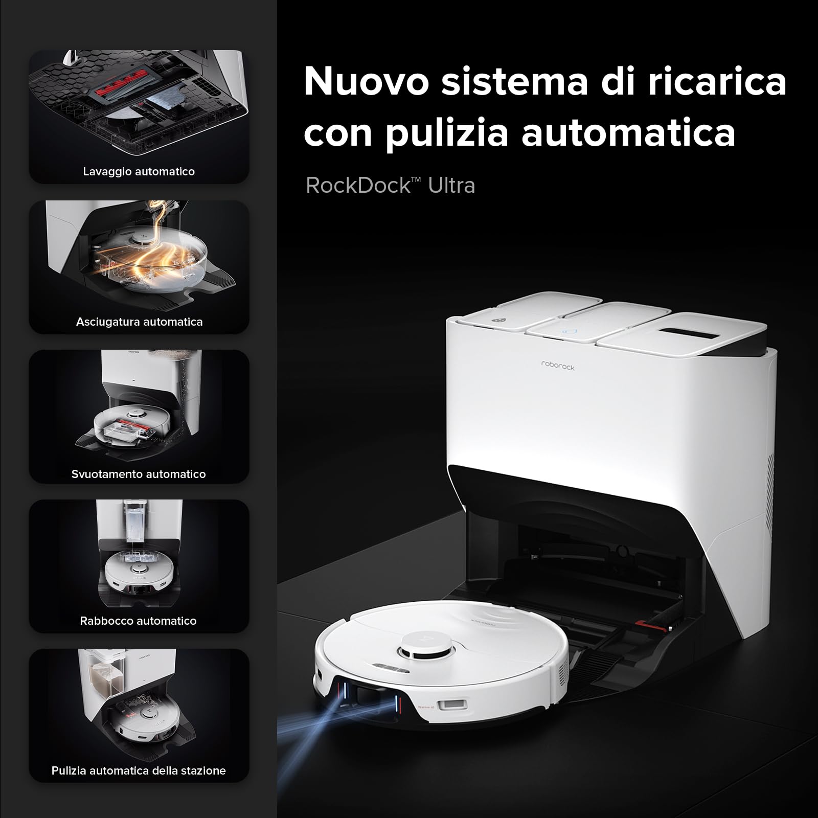 roborock S8 Pro Ultra Robot Aspirapolvere Lavapavimenti, Svuotamento/Lavaggio/Asciugatura/Pulizia Della Stazione/Rabbocco Automatico, Reattivo 3D, 6000Pa (Ricondizionato)