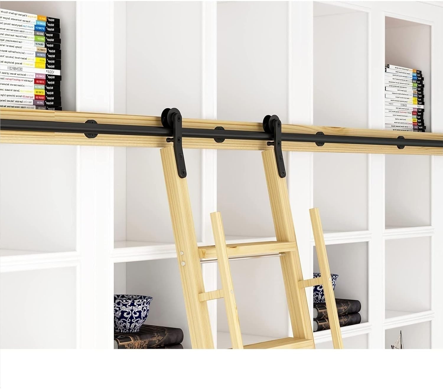 Rolling Ladder Hardware Library - Library Sliding Ladder Track Kit, Sliding Barn Door Track Accessories, LOFT Movable Ladder Sliding Track, Stainless Steel, Easy To,A-800cm(26.2 ft) track kit