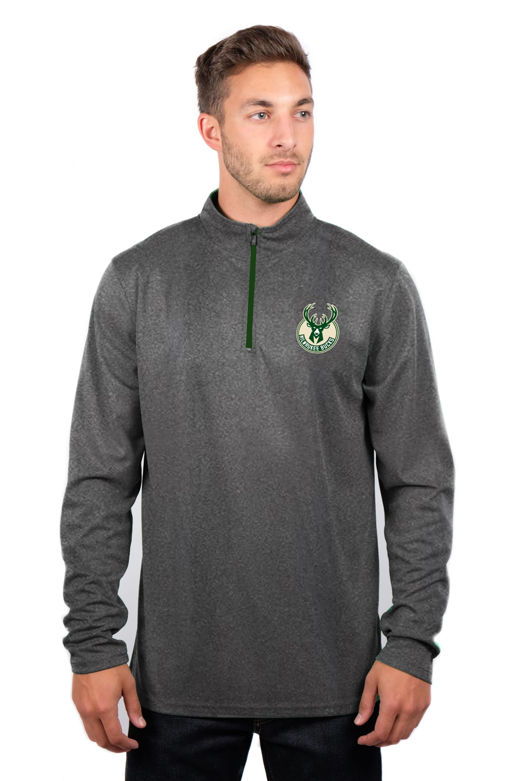 Unk NBA Vlm3138f NBA - Camicia da Uomo a Maniche Lunghe, con Cerniera a quartiere, in Poliestere, Colore: Grigio Antracite Uomo (Pacco da 1)