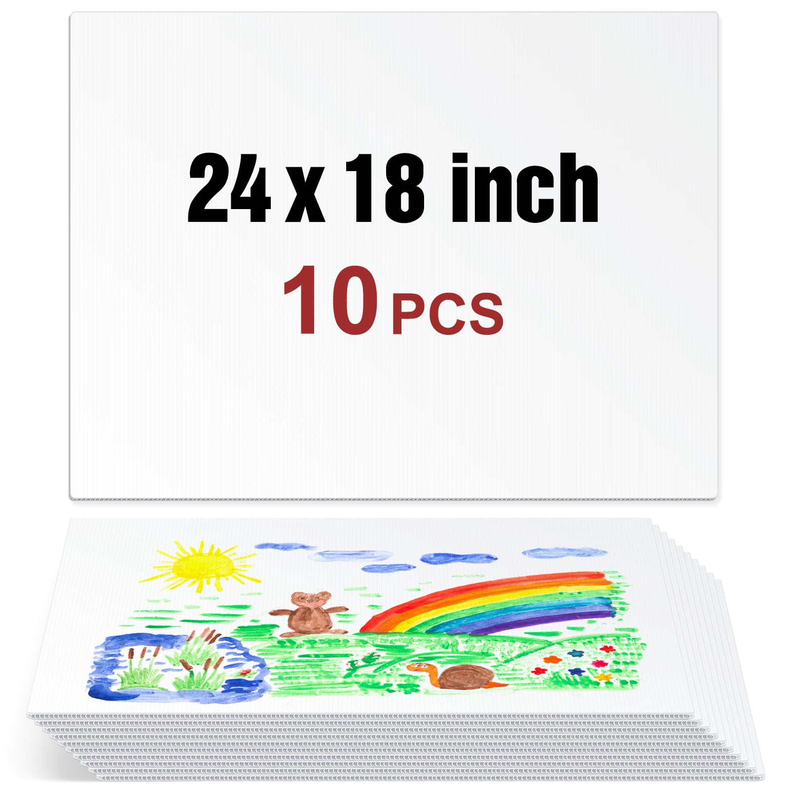 10Pack Poster Board Corrugated Plastic Sheets for Projects Art Crafts Coroplast Sign Blank Board, IKAYAS 18 x 24 Inches White Blank Yard Signs Outdoor Corrugated Plastic Signs