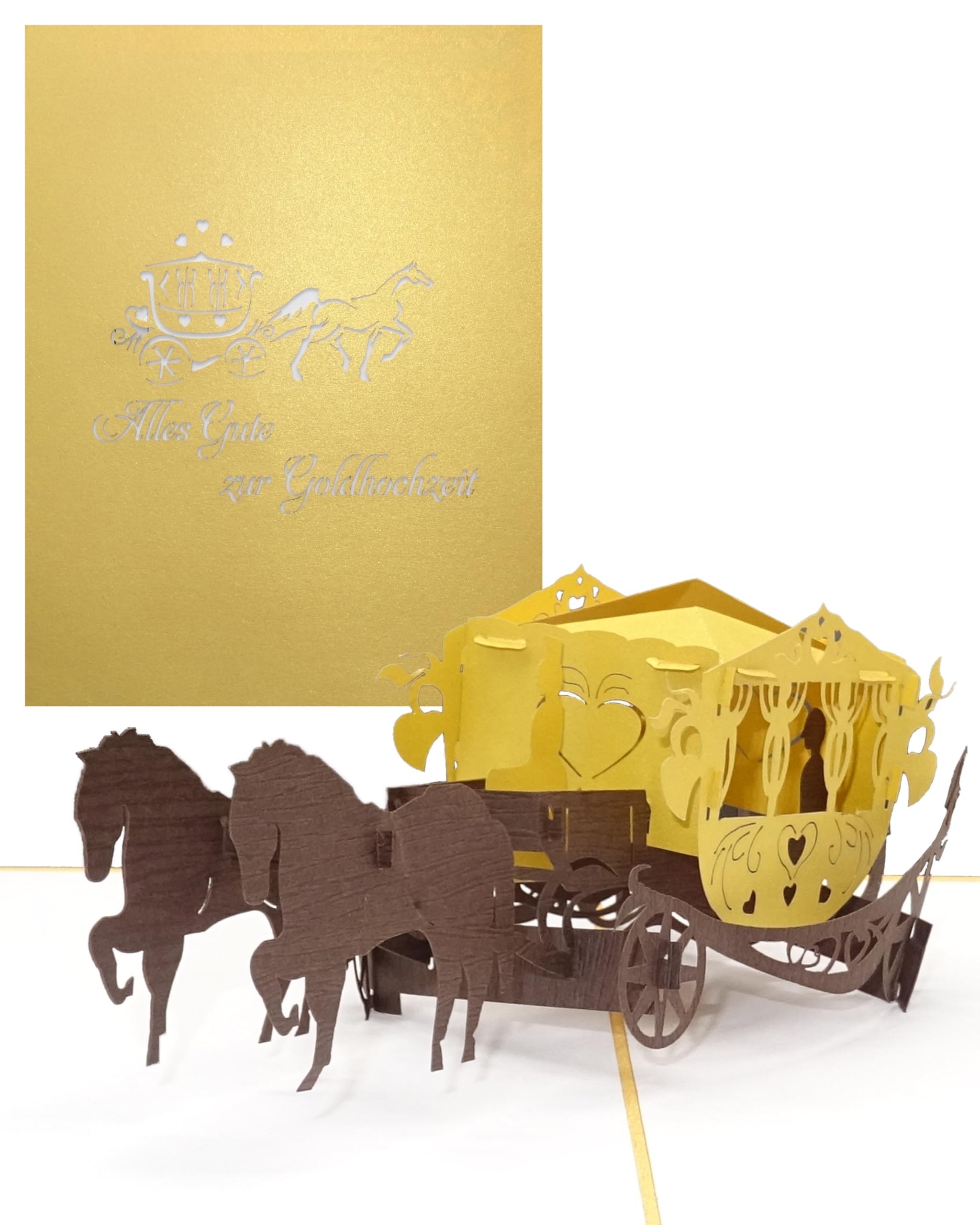 Biglietto Pop-Up 3D Per 50° Anniversario Matrimonio - Design Oro Elegante Con Ghirlanda, Regalo Speciale Per Nonni - Foto 5