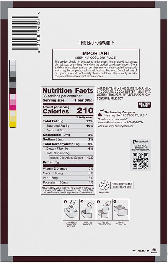 Hersheyes Milk Chocolate 43g x36