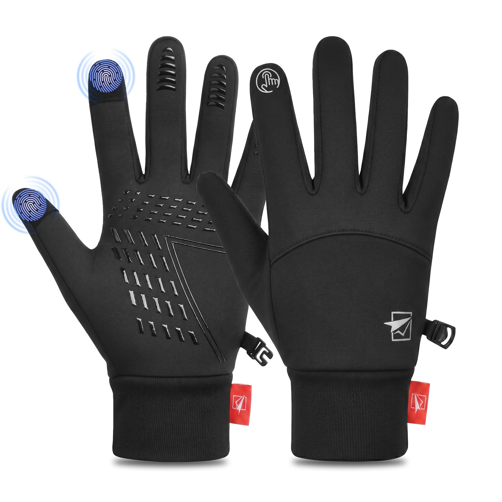 Warm Winter Gloves, Anti Slip Touchscreen Gloves Windproof and Water Resistant Running Gloves Thermal Gloves Cold Weather Cycling Gloves for Men Women Walking Riding Driving Cycling Black S