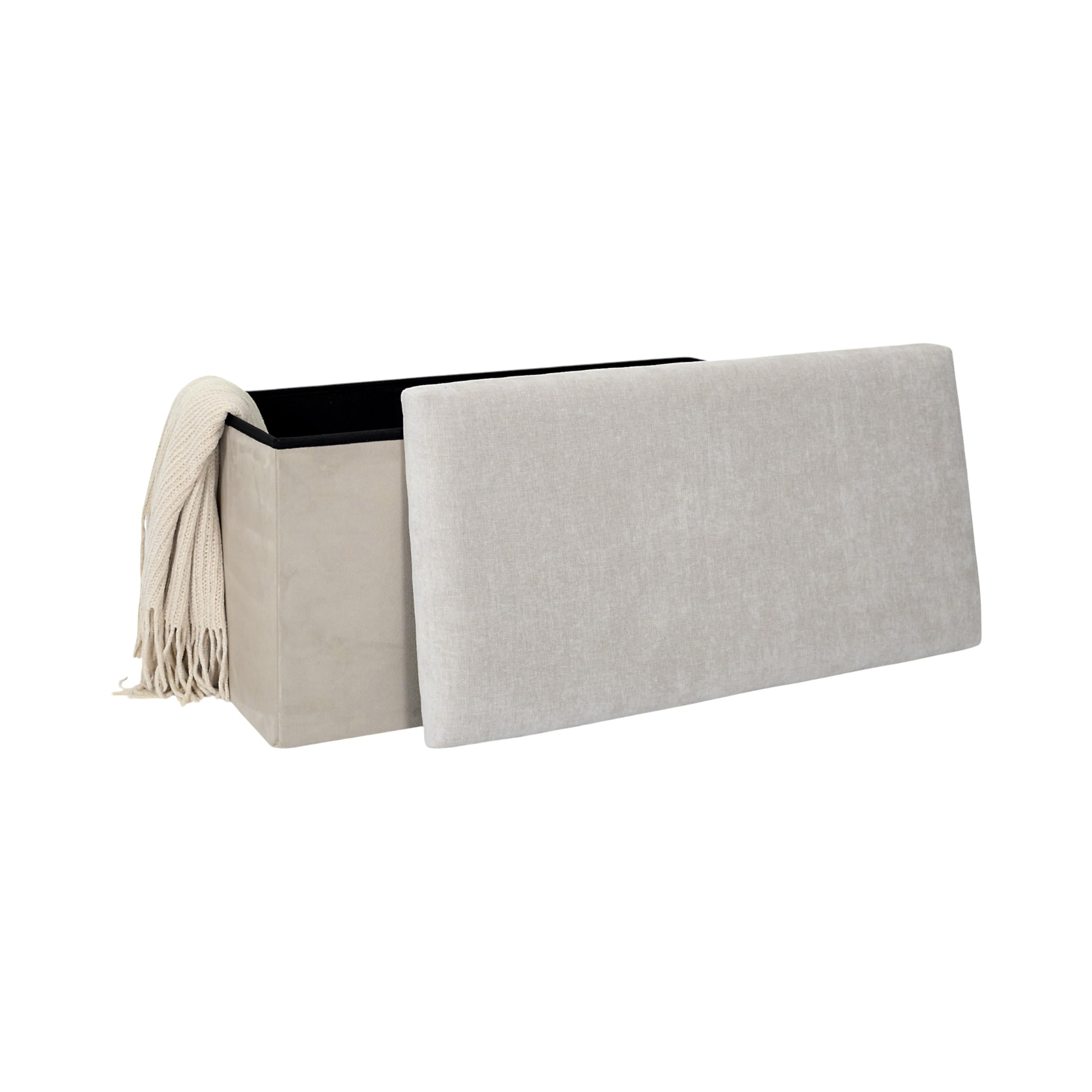HOME DECO FACTORY - HD7799 - Coffre Banc Pliable Emilia - Meuble de Rangement Pratique en Polyester - Design Épuré - Idéal pour Salon ou Chambre - Capacité de Rangement Optimale - Beige