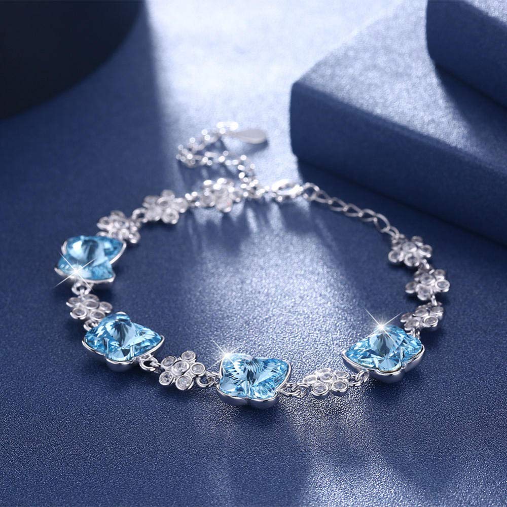 para Mujeres, S925 Fashion Azul Estilo Bordado de Mariposa Bordado Dama Flor Pulsera de Ropa Personalizada Accesorios de Ropa Personalizada Joya Pulsera