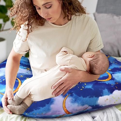 Miniatura 6 de DILIMI Funda de almohada de lactancia elástica extraíble para almohadas de lactancia, funda ultra suave y cómoda para bebés niñas y niños, luna