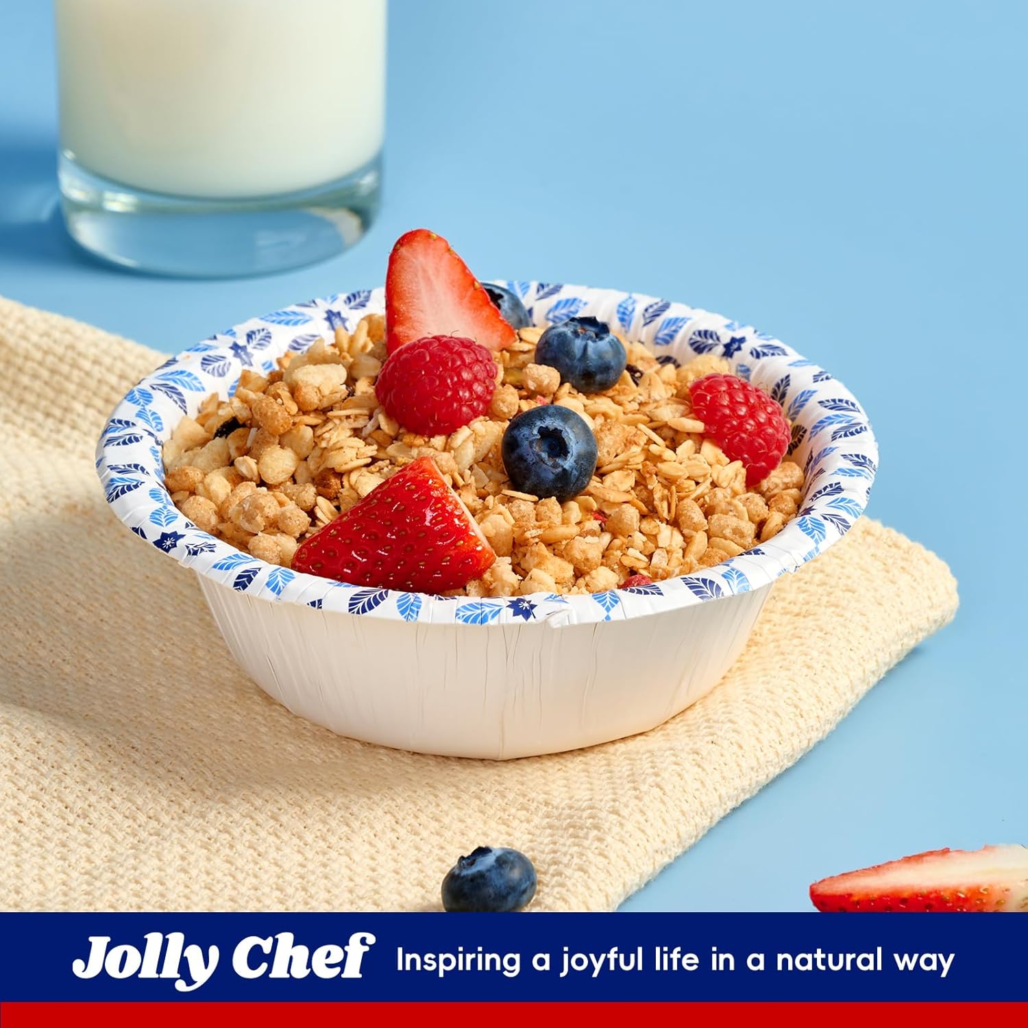 JOLLY CHEF 16 oz Paper Bowls 156 Count Soak Proof, Heavy Duty Printed Disposable Small Bowls Bulk for Dinner or Thanksgiving