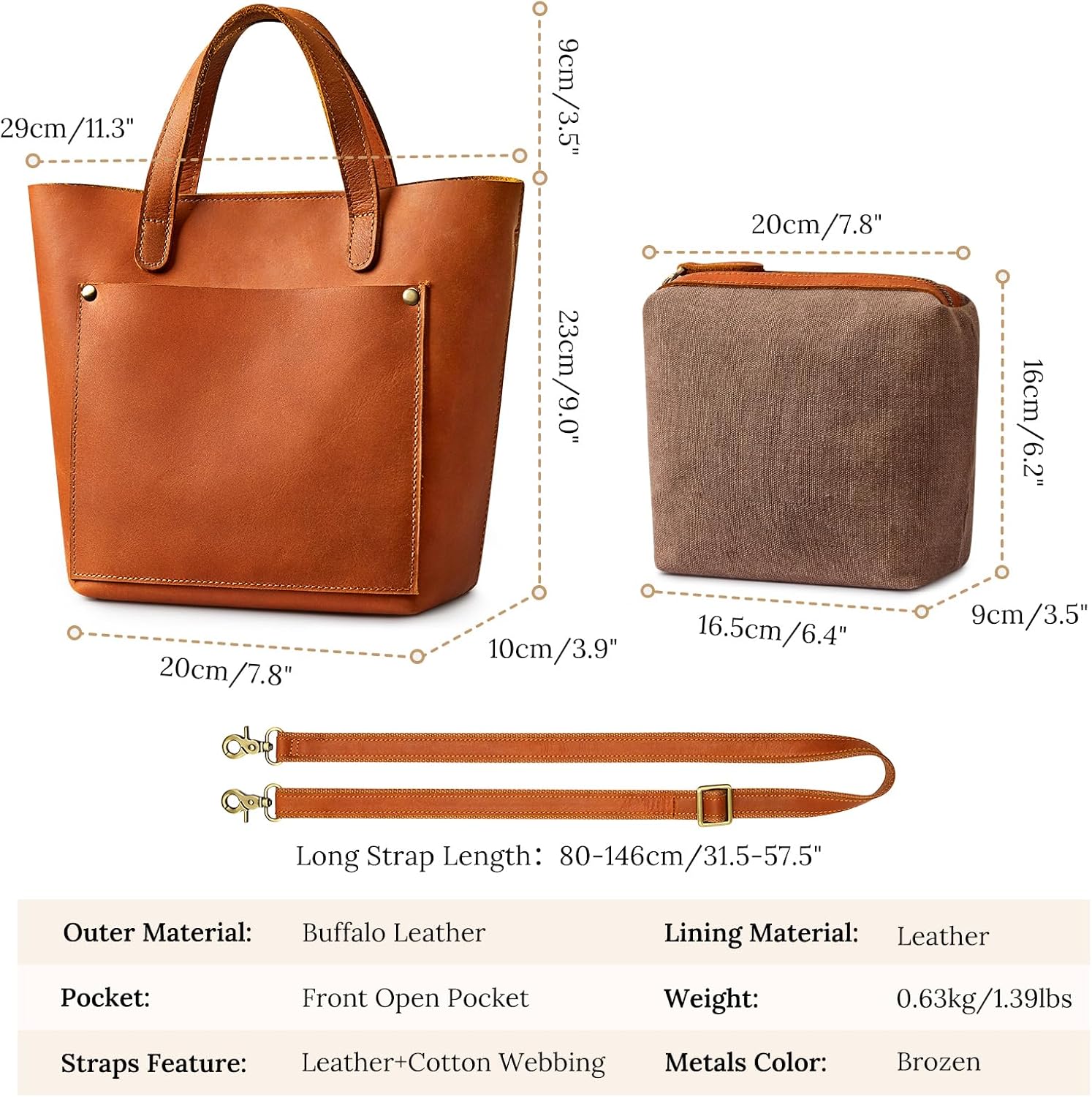 S-ZONE Leather Mini Crossbody Tote Bag Satchel Top-Handle Handbags Shoulder Purses with Inner Pouch - Image 3