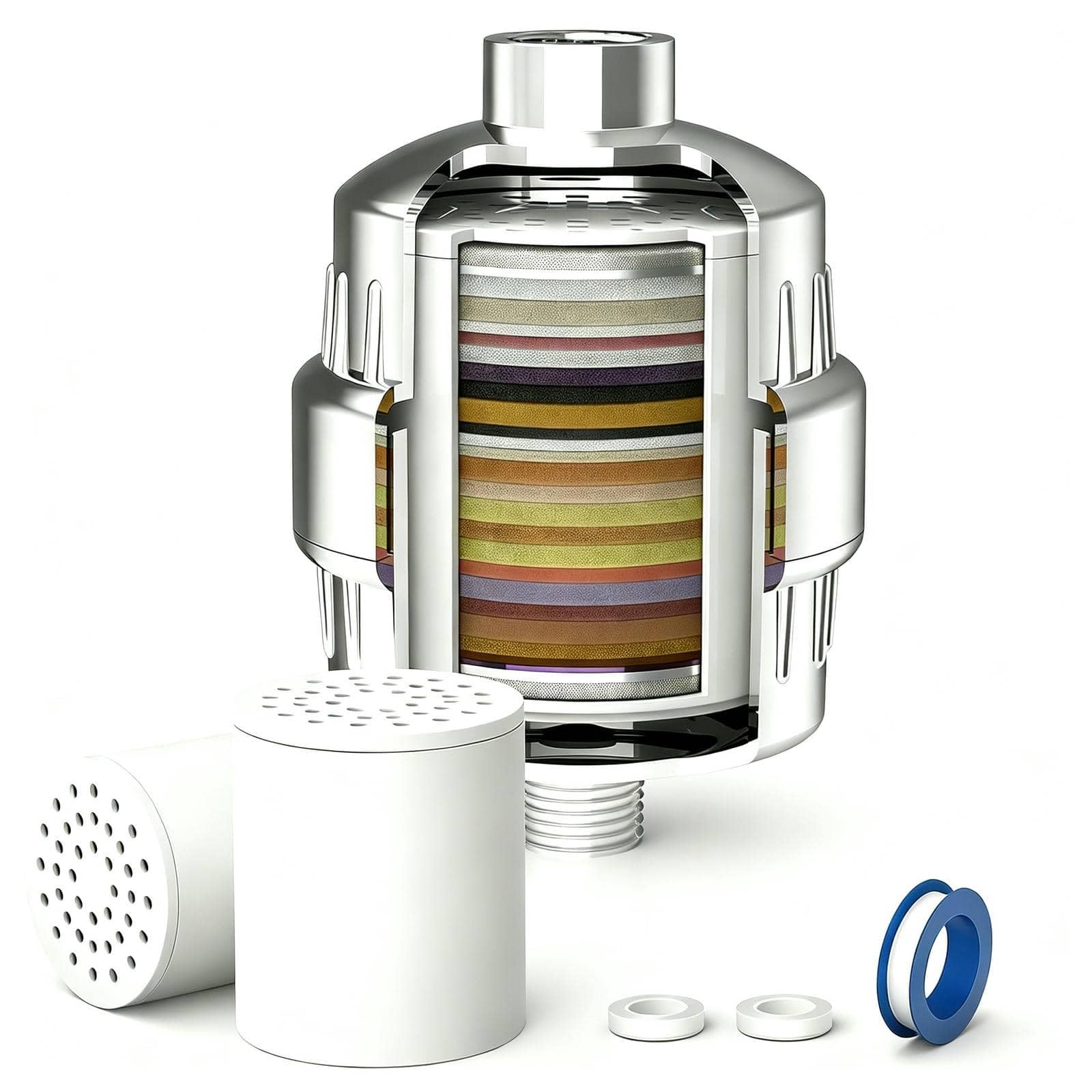 FEELSO 36 Stage Shower Filter with Vitamin C, Shower Filter for Hard Water with Replaceable Filter Cartridge, Shower Head Filter to Remove Chlorine, Fluoride and Heavy Metal