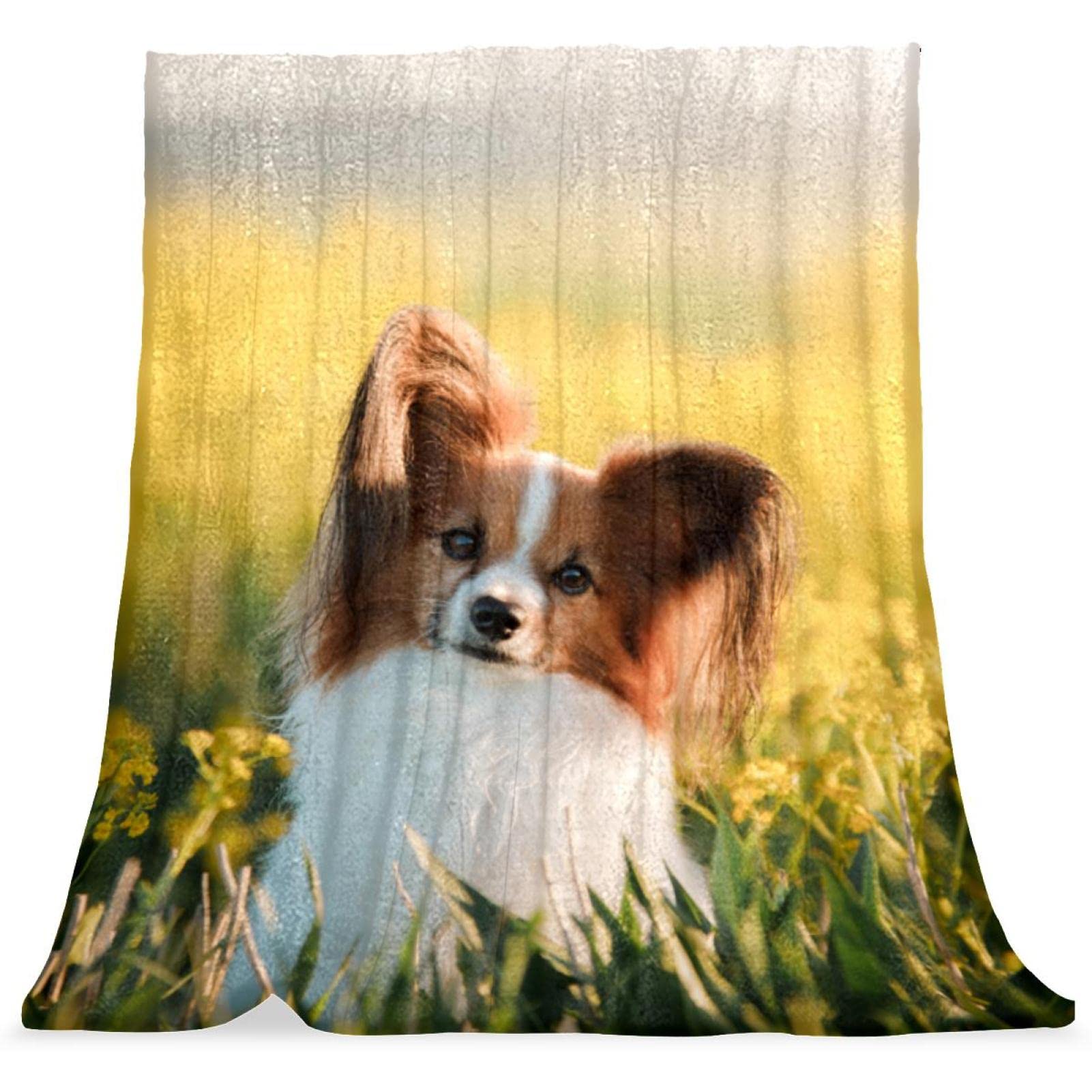 Couverture en peluche microfibre chien dans les fleurs TBOUOBT douillette