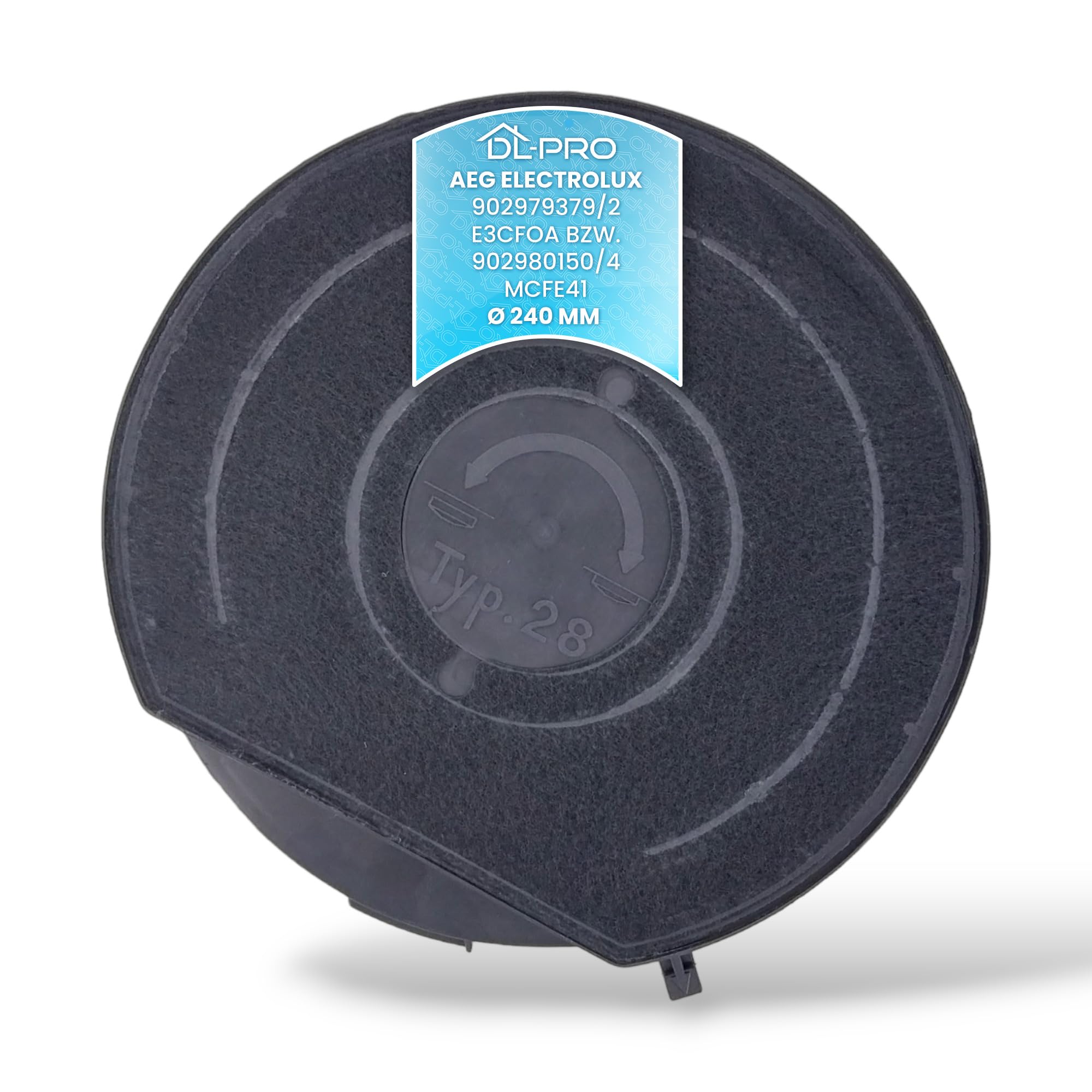 Dl-Pro Activated Carbon Filter 240 Mm Diameter For Aeg Electrolux 902979372/7 9029793727 E3cfe28 Whirlpool Bauknecht 480181701006 Wpro Chf289 Elica Typ28 Carbon Filter For Haze Extractor Hood