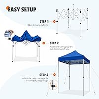 Vista 7 de EAGLE PEAK Tienda de campaña desplegable de 5 x 5, toldo instantáneo para exteriores, fácil de instalar, refugio plegable de pierna recta, azul
