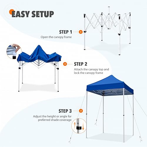 Miniatura 7 de EAGLE PEAK Tienda de campaña desplegable de 5 x 5, toldo instantáneo para exteriores, fácil de instalar, refugio plegable de pierna recta, azul