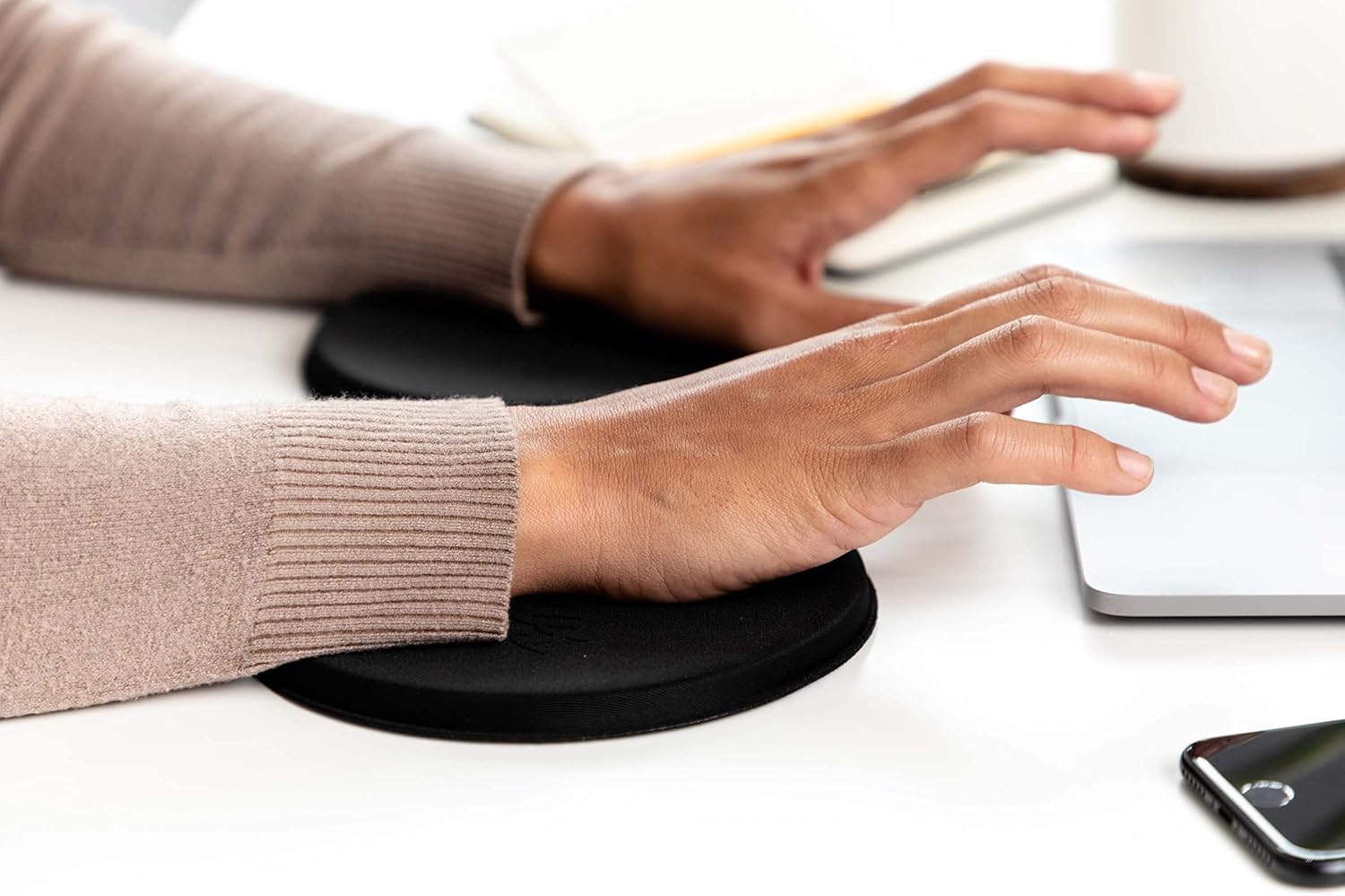 Jelbows Ergonomic Fabric Wrist Rest Set for Arms & Elbows, Comfort for Office & Gaming, Wrist and Typing Pain Relief, Support for Easy Typing, Durable, Lightweight & Comfortable (Big Black, 2 Pack)