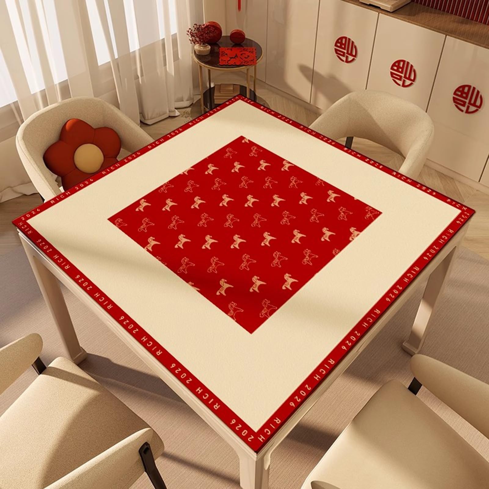 Mahjong Mata cichy i redukujący hałas, obrus mahjong z torbą do przenoszenia, mata do gry w pokera, karty, planszowe, gry w płytki (130 cm)