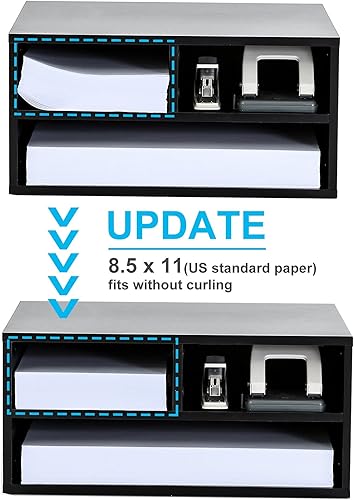 Miniatura 4 de FITUEYES organizadores de escritorio de dos niveles para impresora o fax, negros, de madera, DO204701WB