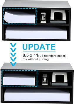 FITUEYES Large Desktop Printer Stands with 3 Storage Compartments, Black