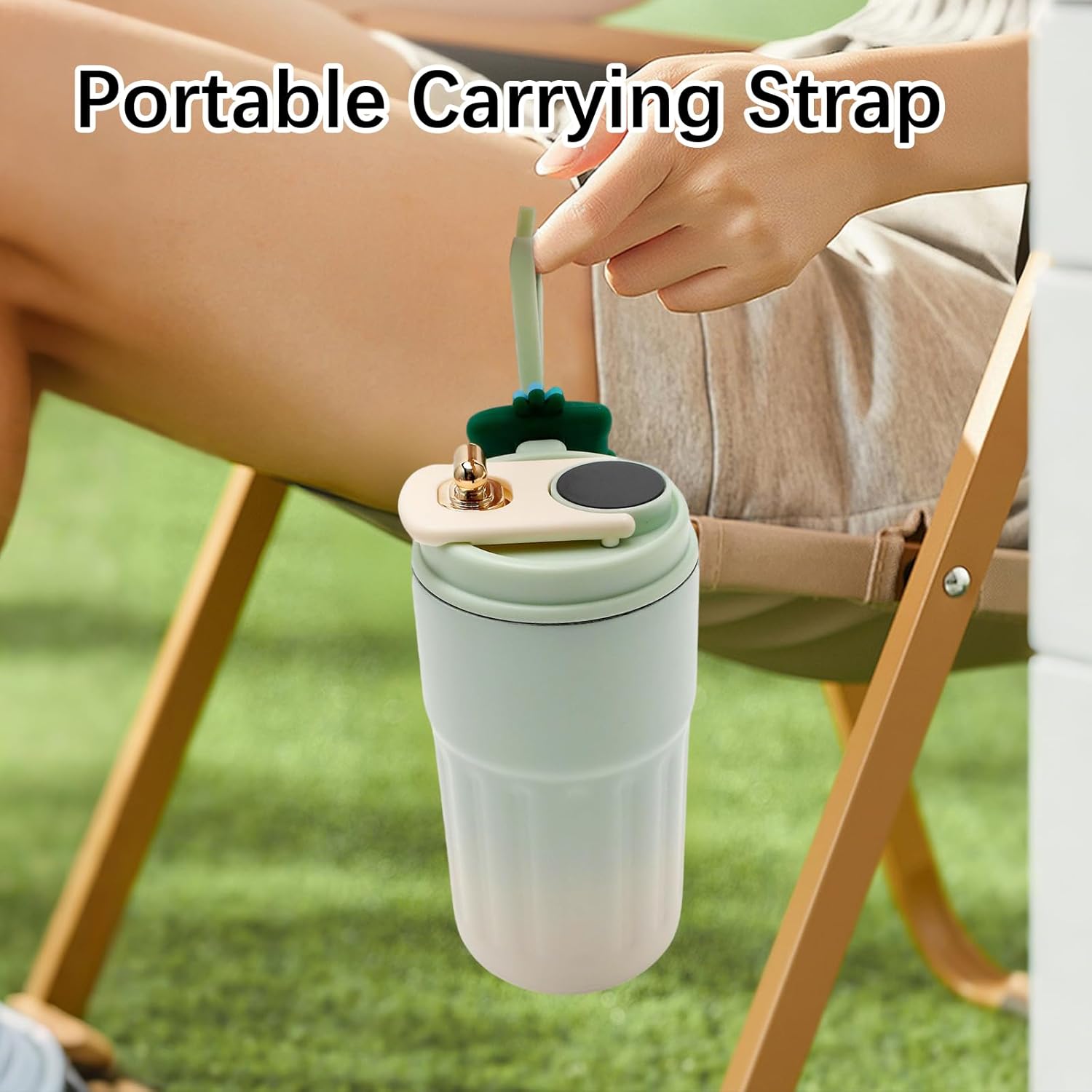 Portable Coffee Mug, Stainless Coffee Tumbler With Temperature Display, Smart insulated coffee mug with lid fot Summer Cold Storage Car (Gradient Green) - Image 6