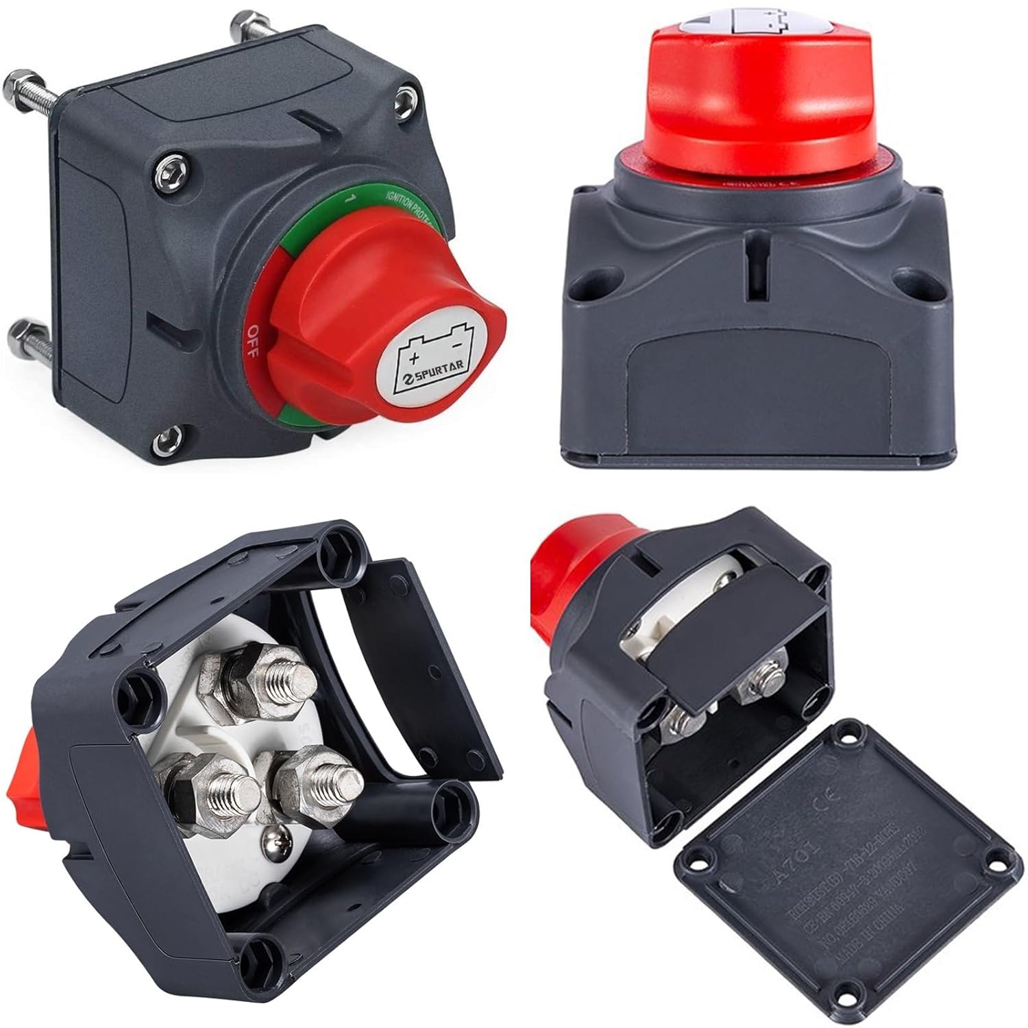 Auto Battery Disconnect Switch 12V 24V Marine 200A 300A Dual Battery Mass Switch 2 and 3 Position Cut Off Switch Car Boat 1Pcs (2 Position with Wire)