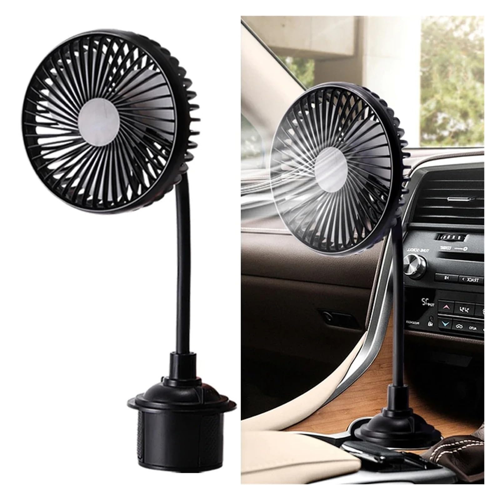 Ventilador Circulador De Aire Interior Doble Cabez Ventilador Enfriador Automático USB De 3 Velocidades Potente Y Silencioso Portavasos Portátil Para Furgoneta Camión SUV RV