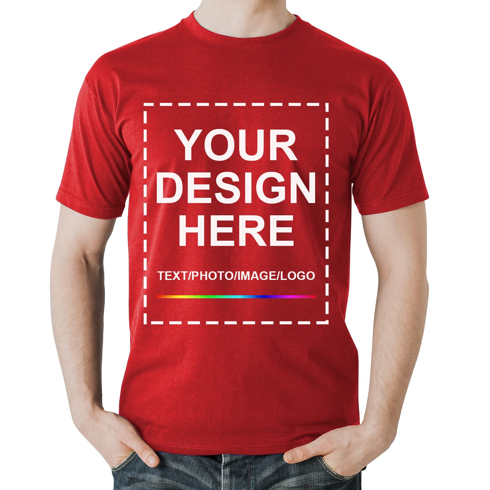 Custom T Shirts for Men and Women Personalized Cotton T-Shirt Bulk Personalized Shirts for Events Teams Design Your Own Tee