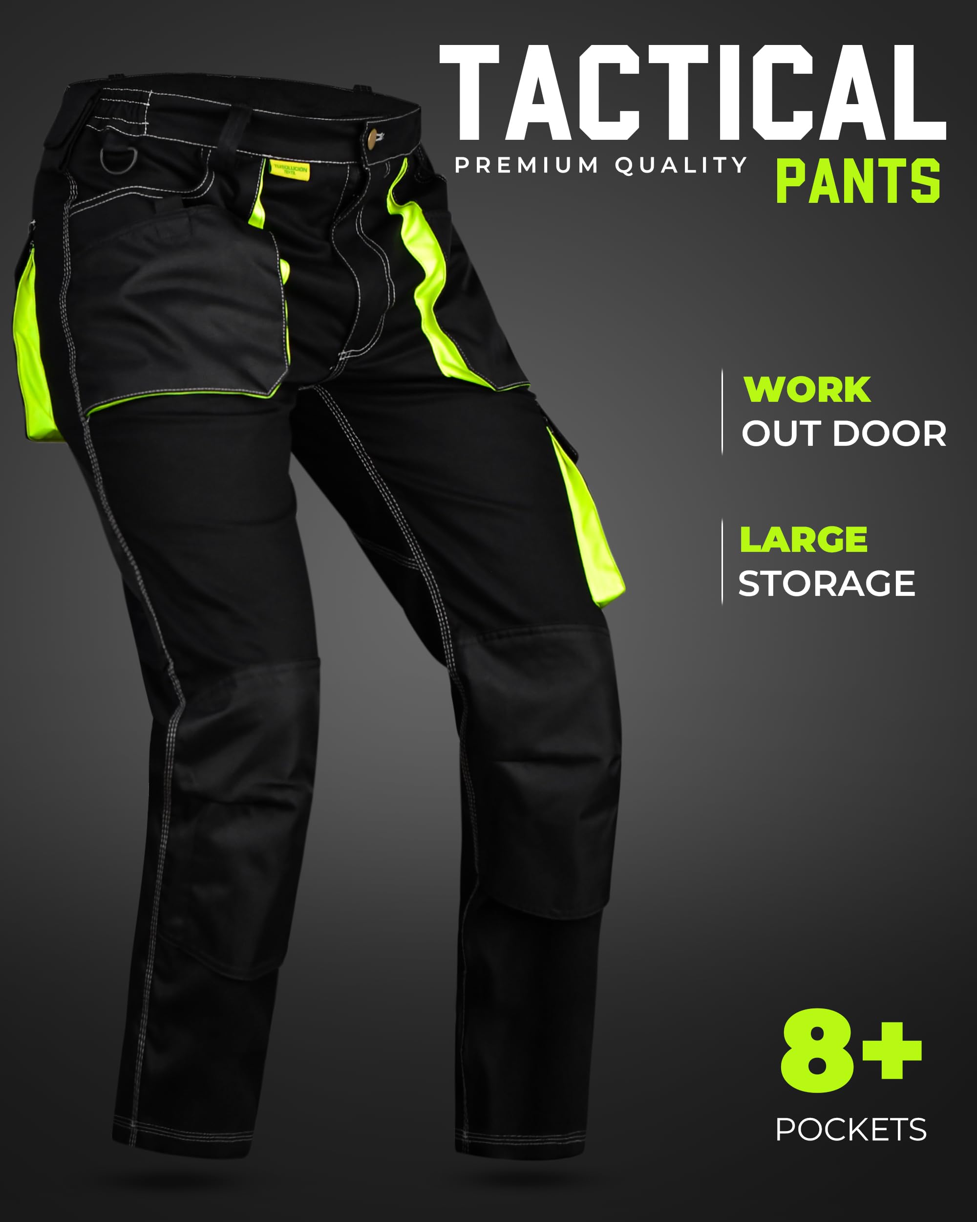 Pantalón de Trabajo para Hombre - Pantalon Cargo para trabajar - Multibolsillos - Bolsillos de las Rodilleras ,pantalo multibolsill obra,pantalon contrucion,pantalon resistente