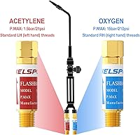 Vista 4 de Welspo Juego de pararrayos Flashback de acetileno de oxígeno 9/16-18 hilos para antorcha