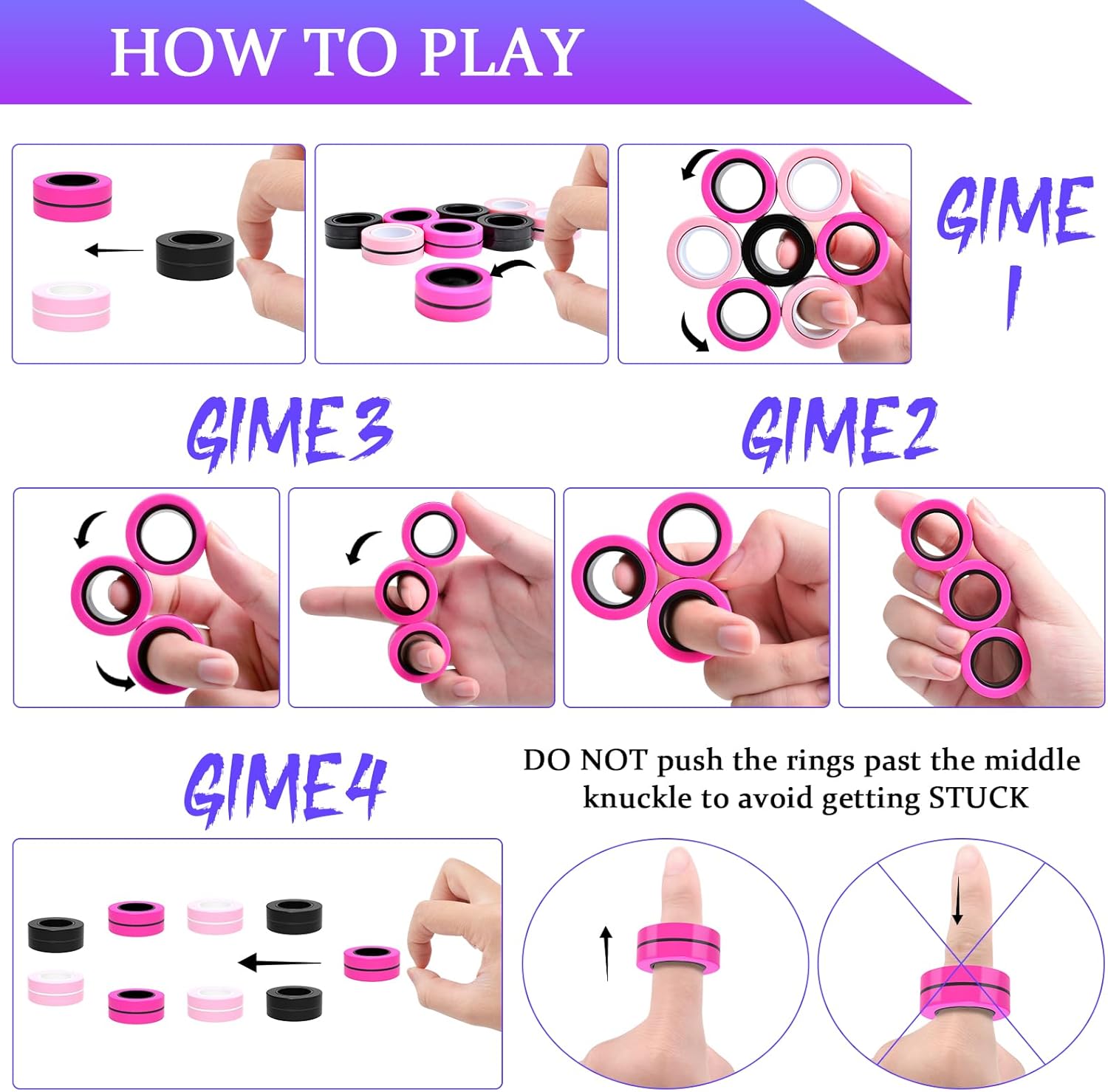 Cevioce 9 PCS Magnetic Ring Fidget Toys Set,ADHD Anxiety Magnetic Fidget Toys Adults Boys,Coolest Fidget Spinner Finger Ring Stress Relief Toy for Teens,Birthdays Easter Gifts for 8+ Year Old Present