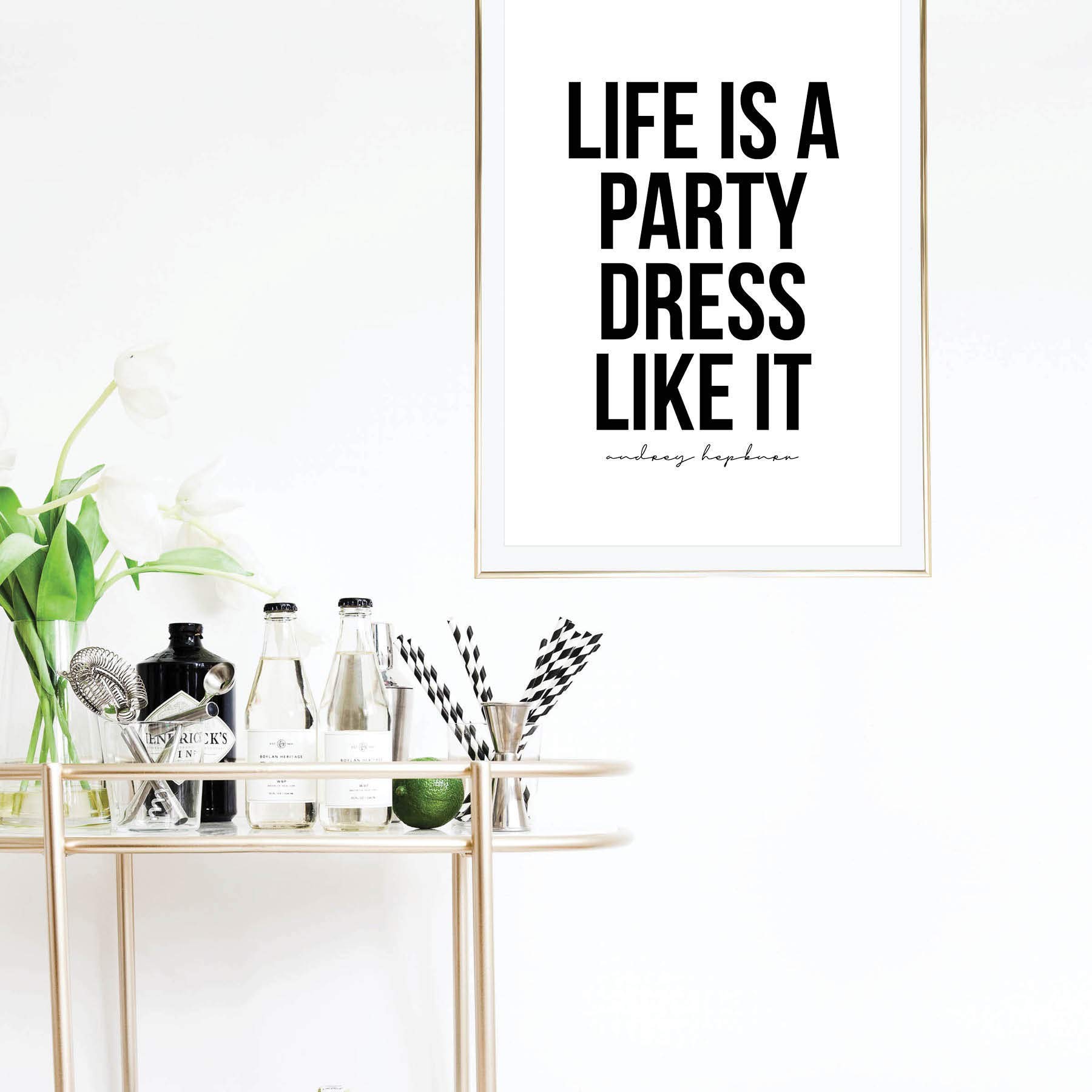Amazon.com: Life Is A Party Dress Like It. -Audrey Hepburn Quote Print,  Unframed : Home & Kitchen
