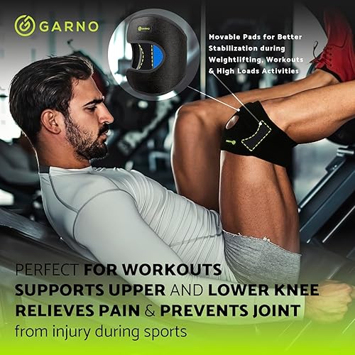 Miniatura 7 de GARNO Rodillera para aliviar el dolor por desgarro de menisco, MCL, artritis, ACL, Osgood Schlatter, correa de soporte de tendón rotuliano de