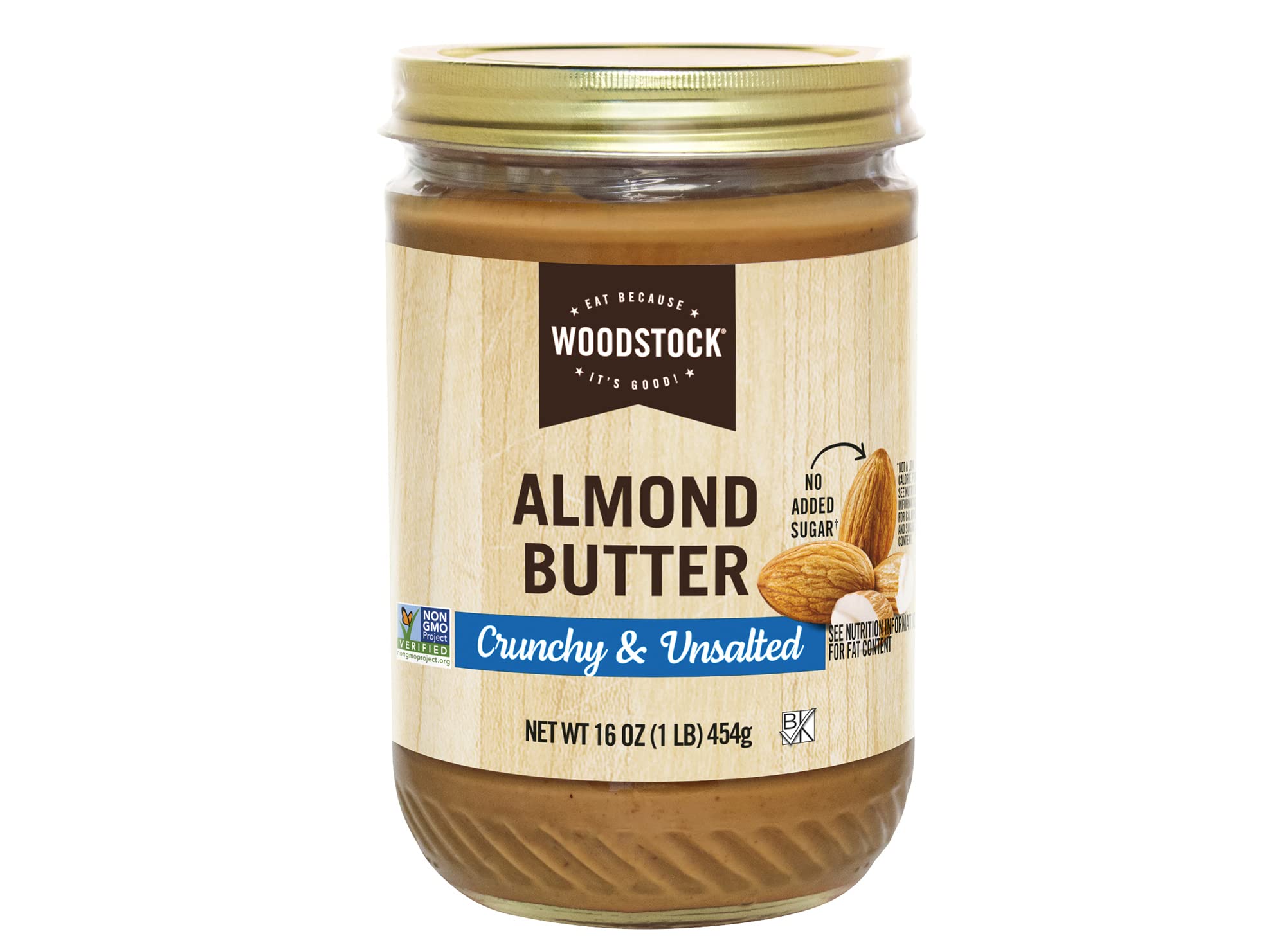 Woodstock Crunchy Almond Butter, Unsalted, 16oz (Pack of 12)