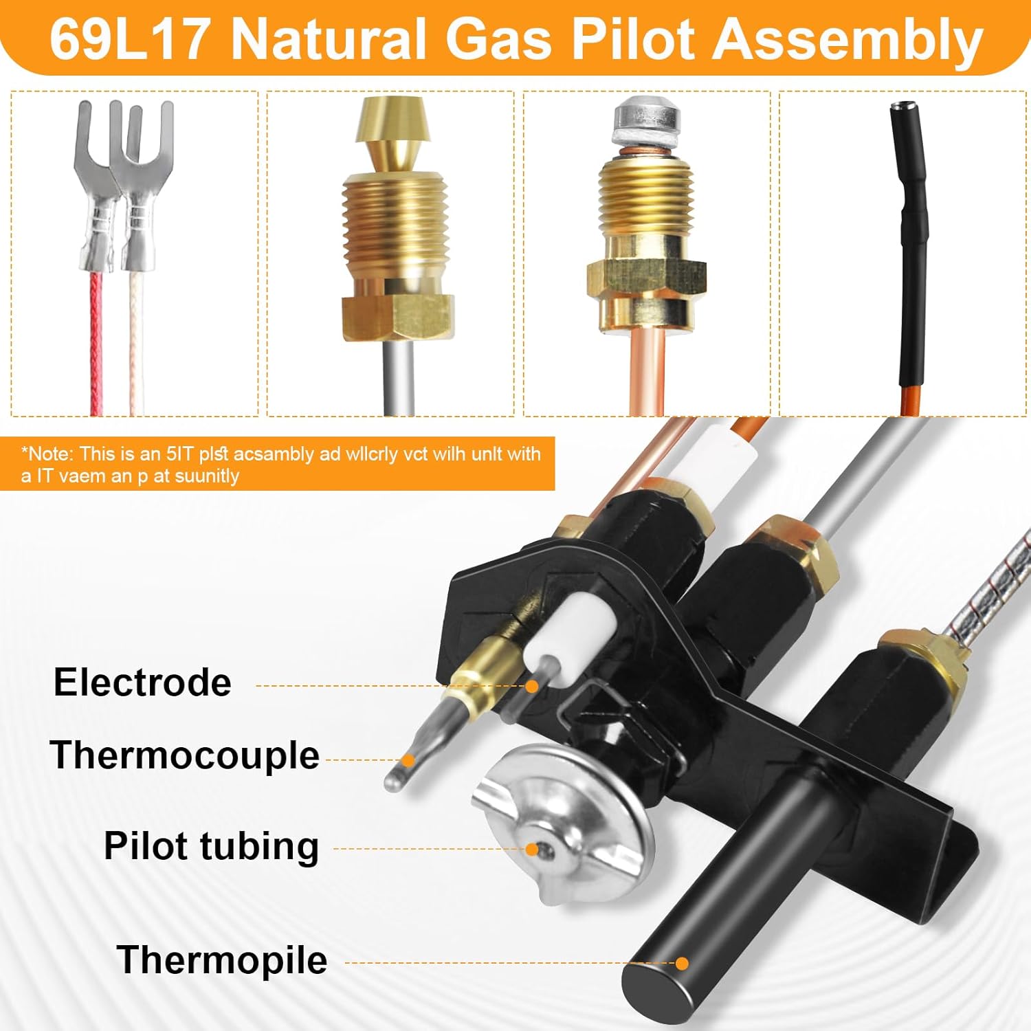 69L17 69l1701 Natural Gas Pilot Assembly, J4117, 904405 NG SIT Pilot Assembly Parts for Lennox Elite, IHP, Merit, Serefina, Superior, Astria Direct Vent Gas Fireplaces with Flame Sensor