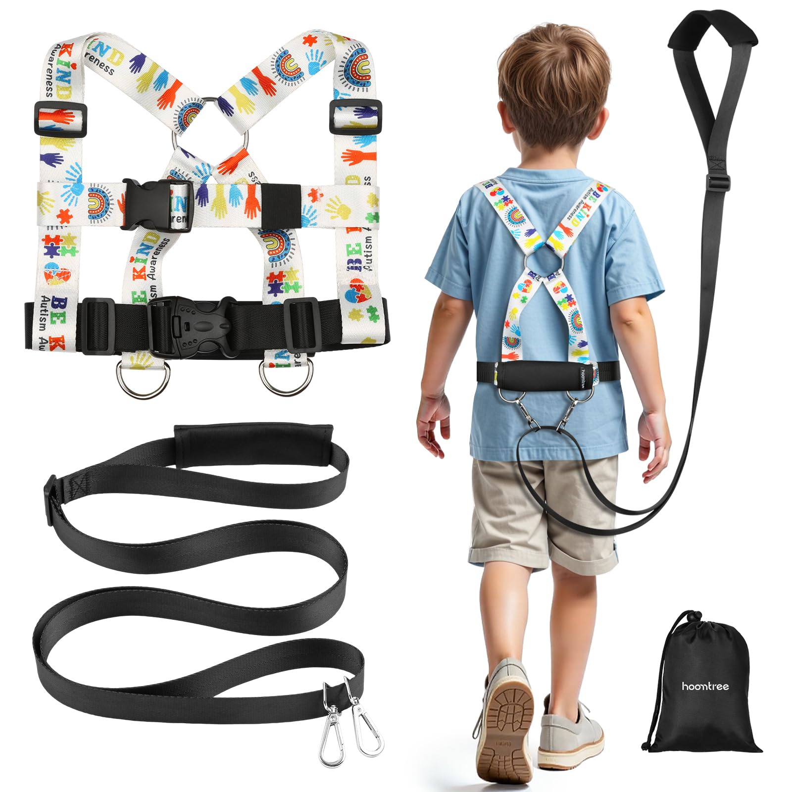 Harnais de marche et laisse de sécurité pour enfants autistes et besoins spéciaux avec sangle facile à régler + poignée d'urgence
