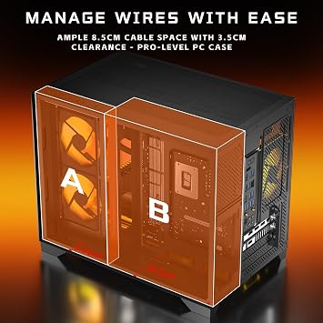 Micro-ATX Gaming PC Case with 270 View Tempered Glass, Pre-Installed 2 PWM ARGB Fans & Magnetic Filter, Supports 420mm GPU and 360mm AIO Cooler, Standard ATX PSU