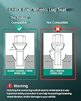 Vista 5 de SCITOO 20 piezas de pernos de rueda 12x1.25 tuercas de rueda pernos con vástago negro M12x1.25 longitud de vástago 28mm tamaño de hexágono 17mm