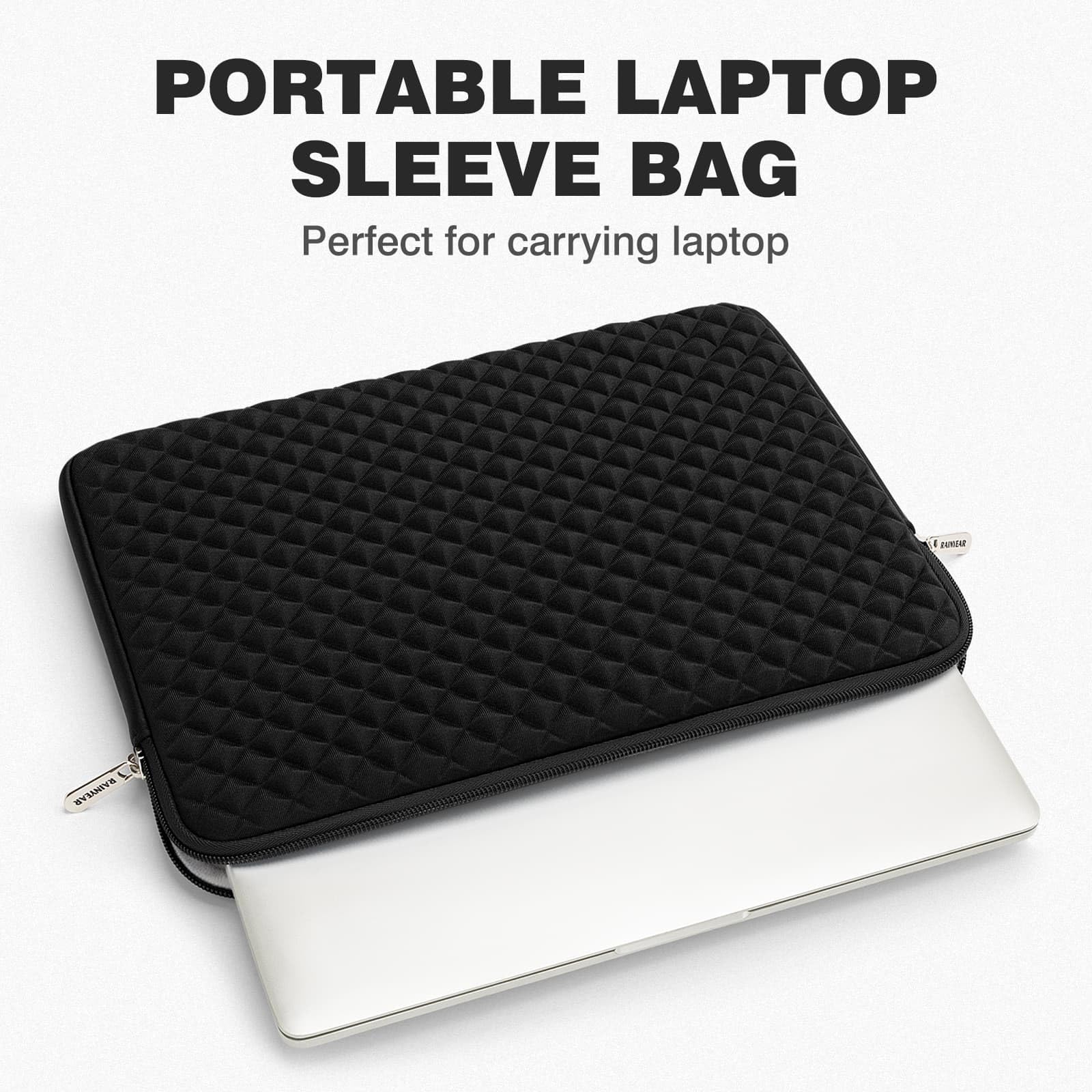 RAINYEAR 13,3-13,6 pollici Laptop Sleeve Borsa imbottita compatibile 14 pollici Macbook Pro/Max M1 M2 M3 M4, 13,6 pollici Macbook A1369 A1466 A1278 e 13,3 pollici PC Notebook Chromebook(Nero)