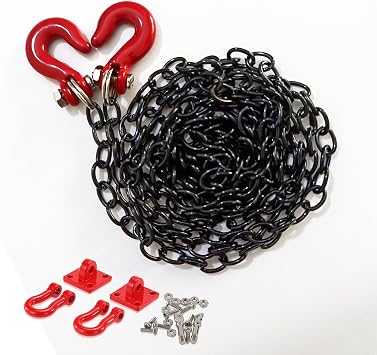 Metal Trailer Chain and Tow Hook Buckle RC Car Decoration Accessories Compatible with 1/10 RC4WD D90 Axial SCX10 RC Rock Crawler